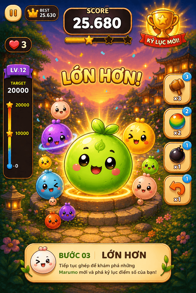 Bước 3: Lớn hơn